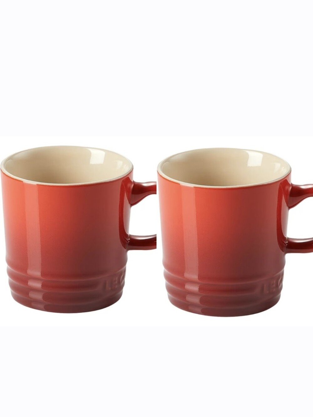 Le Creuset 12oz Stoneware London Cofee Set Of 2 Mugs- Cerise